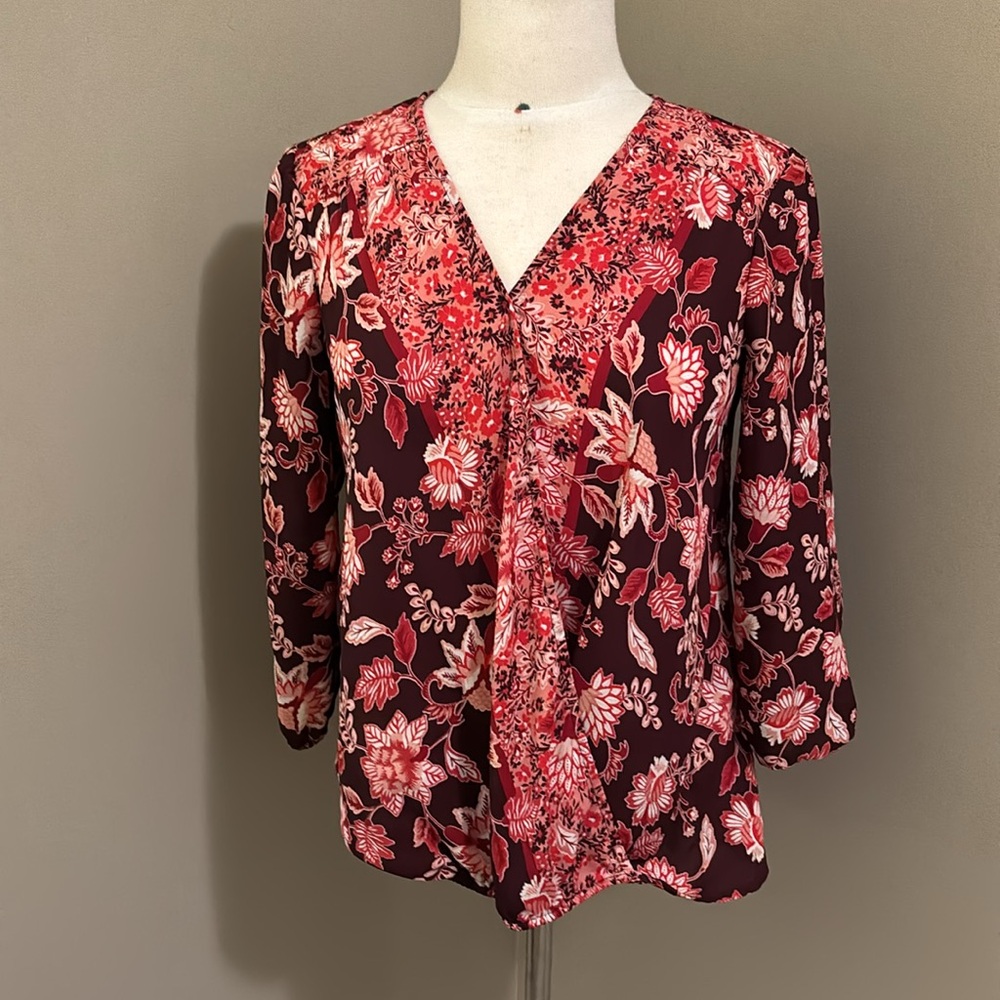 Zac and Rachel Long Sleeve Floral Print Blouse Size Small